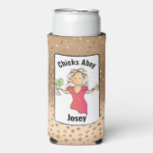 面白い女子旅行 女性 カートゥーンチャンネル  チェックアウト！ スリム缶クーラー (Seltzer正面)