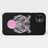 面白い女性のトラのメガネとピンクの風船ガムのアニメ Case-Mate iPhoneケース (裏面(横))