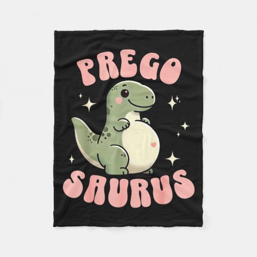 面白い妊婦、pregosauruになるのを期待しているママ フリースブランケット (正面)