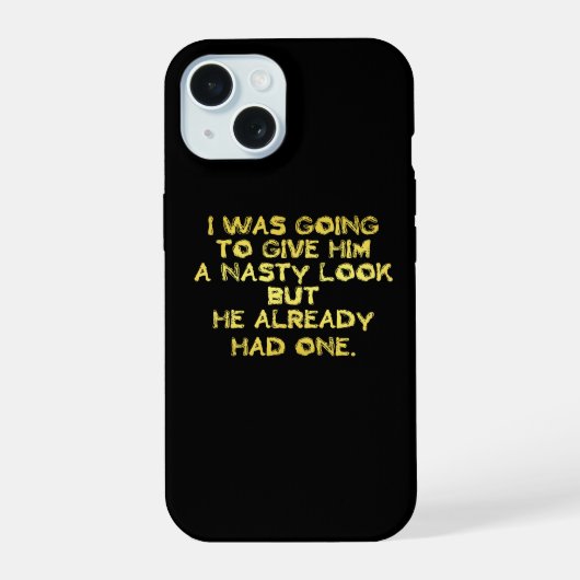 面白い嫌味な顔のジョーク iPhone 15ケース (裏面)