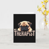 面白い子犬 私のセラピープードッグ カード (黄色い花)