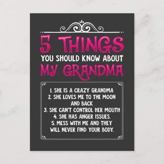 面白い孫たち 最高のばあちゃん ポストカード (正面)