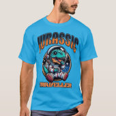 面白い宇宙の恐竜エイリアン宇宙飛行士Tシャツ Tシャツ (正面)