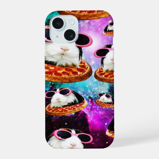 面白い宇宙モルモット iPhone 15ケース (裏面)