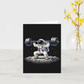 面白い宇宙飛行士のウェイトリフティング宇宙フィットネスジム カード (黄色い花)