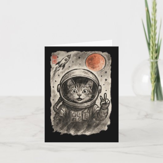 面白い宇宙飛行士の猫が自撮りしている宇宙キティが好き カード (正面)