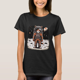 面白い宇宙飛行士の猫、月上の宇宙猫の子猫 K Tシャツ