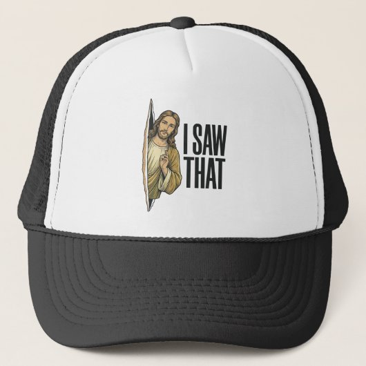 面白い宗教柄 ビンテージ風 I Saw That キャップ (正面)