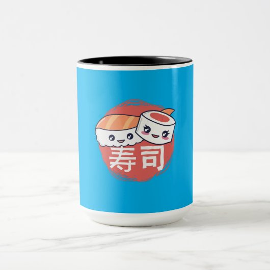 面白い寿司のキャラクターデザイン マグカップ (中央)