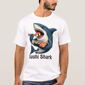 面白い寿司サメTシャツ Tシャツ