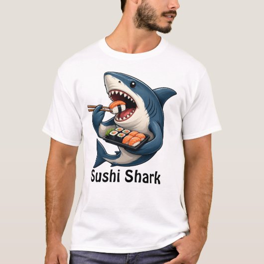面白い寿司サメTシャツ Tシャツ (正面)