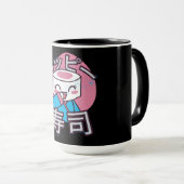 面白い寿司マスターのキャラクターデザイン マグカップ (正面右)