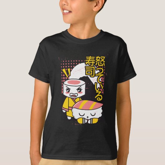 面白い寿司空手ファイターズのキャラクターデザイン Tシャツ (正面)