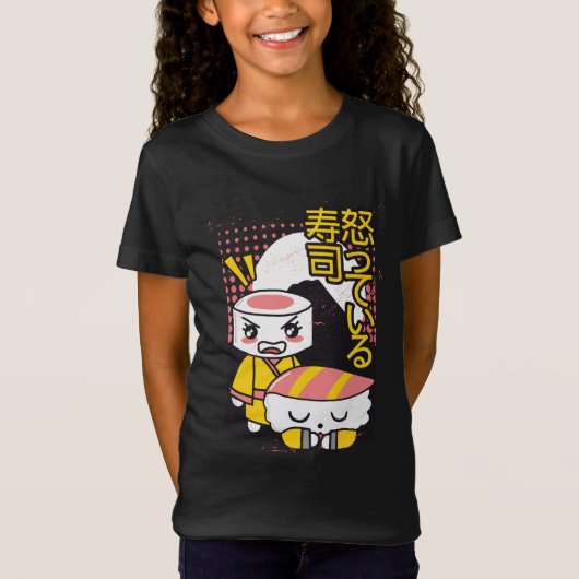 面白い寿司空手ファイターズのキャラクターデザイン Tシャツ (正面)