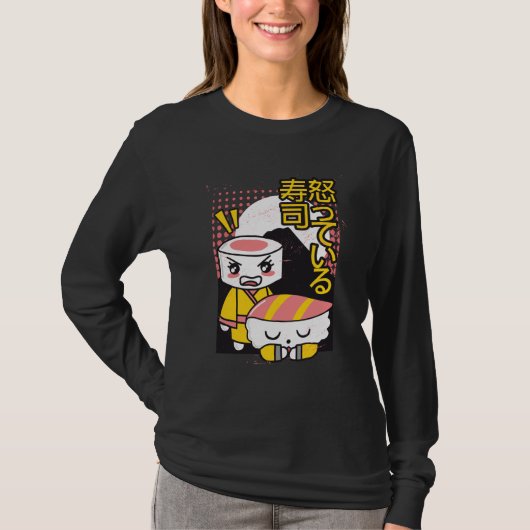 面白い寿司空手ファイターズのキャラクターデザイン Tシャツ (正面)