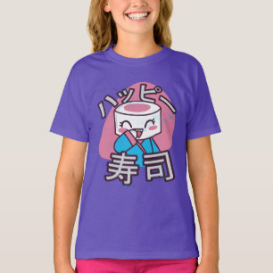 面白い寿司職人キャラクターデザイン Tシャツ