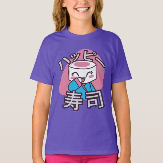 面白い寿司職人キャラクターデザイン Tシャツ (正面)
