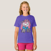 面白い寿司職人キャラクターデザイン Tシャツ (正面フル)