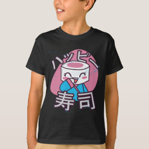 面白い寿司職人キャラクターデザイン Tシャツ