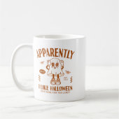 面白い幽霊 明らかに私はハロウィーンが好き コーヒーマグカップ (左)