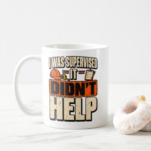 面白い建設監督Tシャツ コーヒーマグカップ (ドーナツ)