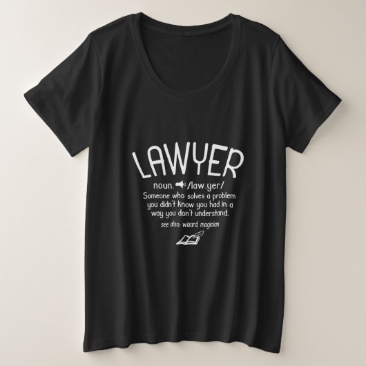 面白い弁護士の定義 プラスサイズTシャツ (デザイン正面)