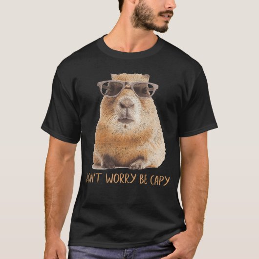 面白い心配しないでカピバラビンテージ Tシャツ (正面)