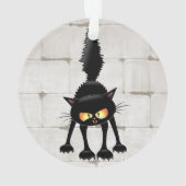 面白い怖い黒猫の漫画 オーナメント (裏面)
