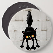 面白い怖い黒猫の漫画 缶バッジ (正面&裏面)