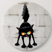 面白い怖い黒猫の漫画 缶バッジ (正面)