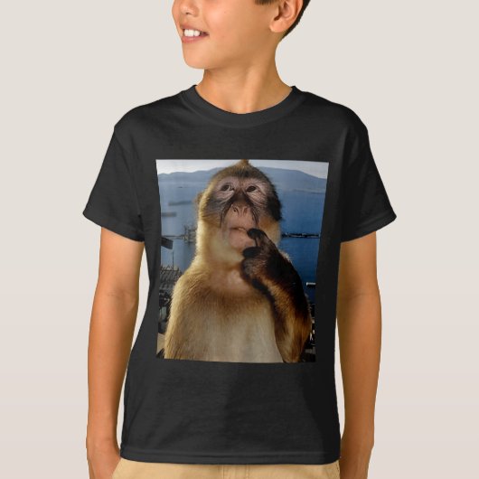 面白い思考するサル・ミーム 好奇心のある類人猿 ブレインロット ギ Tシャツ (正面)