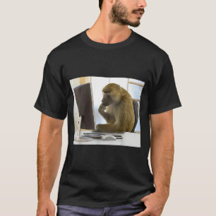 面白い思考するサル メーム オフィス 好奇心のある類人猿の脳 Tシャツ