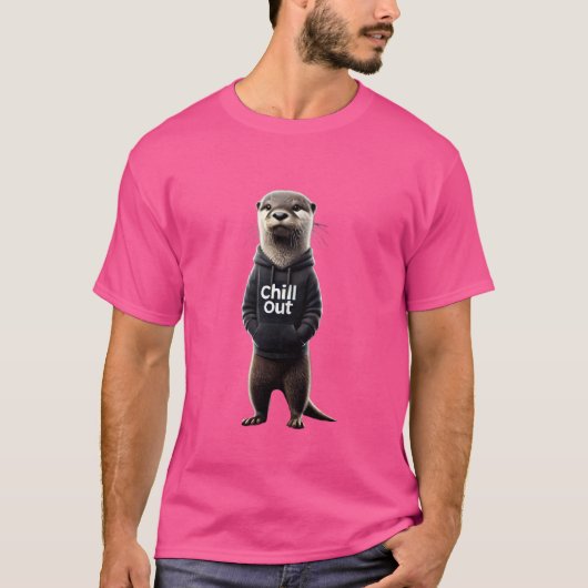 面白い怠けカワウソ リラックス チルアウト 動物 Tシャツ (正面)