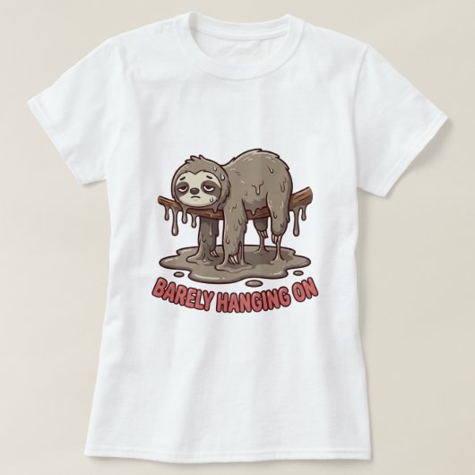 面白い怠けナマケモノのキャラクターTシャツ Tシャツ (デザイン正面)