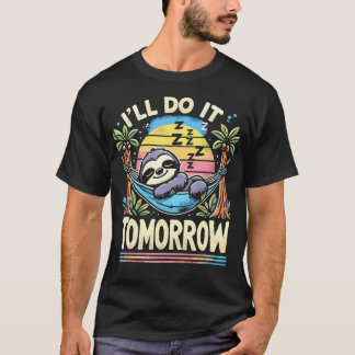 面白い怠けナマケモノ寝る ぐうたら Tシャツ