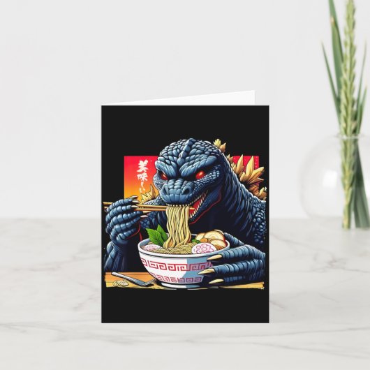 面白い怪獣がラーメンを食べる 日本のモンスター好き ビ カード (正面)