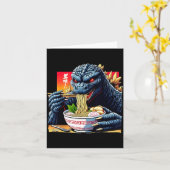 面白い怪獣がラーメンを食べる 日本のモンスター好き ビ カード (黄色い花)