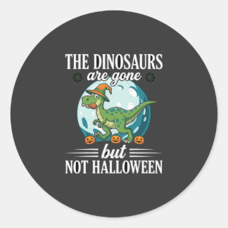 面白い恐竜のハロウィン魔女グラフィック ラウンドシール
