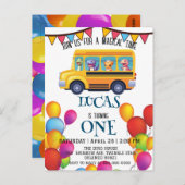 面白い恐竜の新学期バス少年誕生日 ポストカード (正面/裏面)