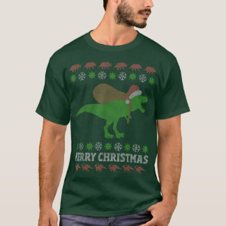 面白い恐竜の木のクリスマスのダサいスウェーター Tシャツ