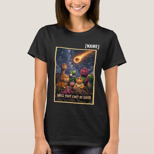 面白い恐竜の隕石絶滅 Tシャツ (正面)