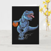 面白い恐竜のT-Rexスケートプレーヤー カード (黄色い花)