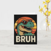 面白い恐竜のT-Rexミーム ヴィンテージ カード (黄色い花)