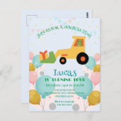 面白い恐竜トラクター誕生日パーティーDIY名前 ポストカード (正面/裏面)