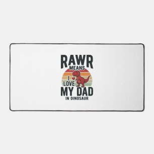 面白い恐竜パパ RAWR ヴィンテージTシャツデザイン_1 デスクマット