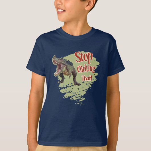 面白い恐竜 ストップクリック Tシャツ (正面)