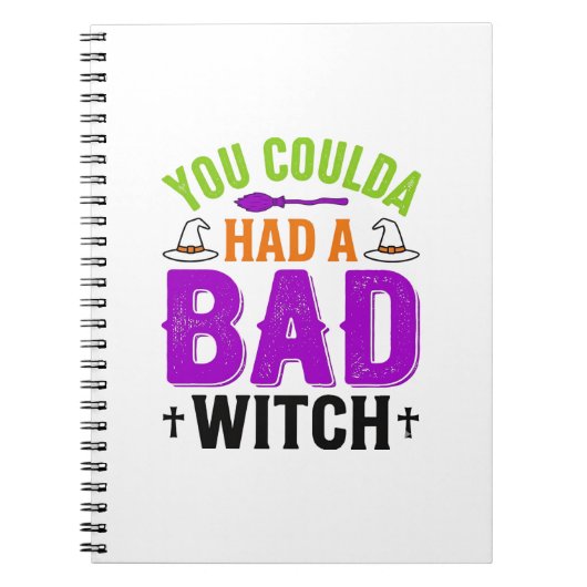 面白い悪い魔女のハロウィーン引用ベクター デザイン_1 ノートブック (正面)