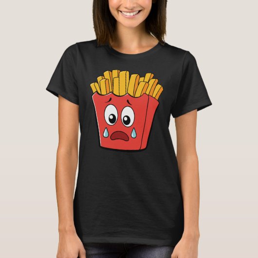面白い悲しいファストフードベクター デザイン Tシャツ (正面)