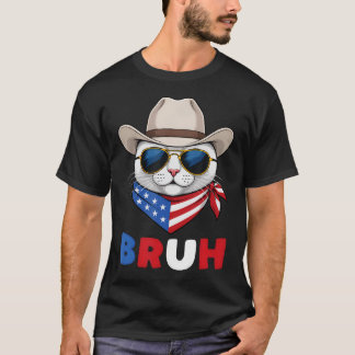 面白い愛国的な猫のUSA 'メリカ 7月4日 ブルゥ Tシャツ