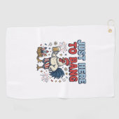 面白い愛国的な雄鶏 花火 ビール Tシャツ デザイン ゴルフタオル (横)